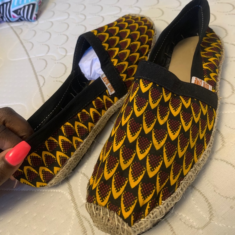 Ankara material flat shoes